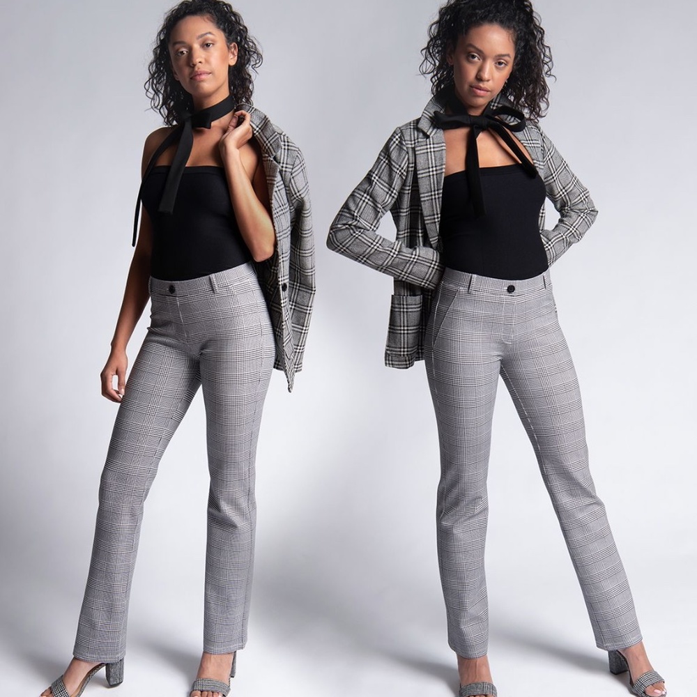 NWT Betabrand Dress Pant Yoga Pants - Glen Plaid, SP Straight Leg